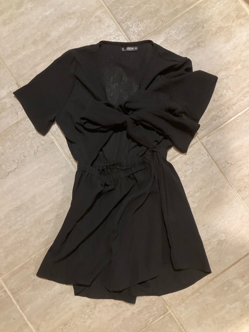 SHEIN Black Textured Square-Neck Top